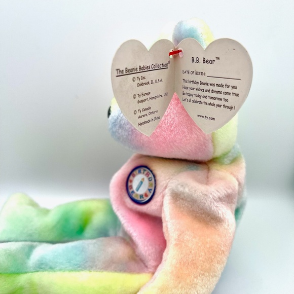 TY Birthday Bear Beanie Baby, plush bear 1999 - Picture 2 of 6